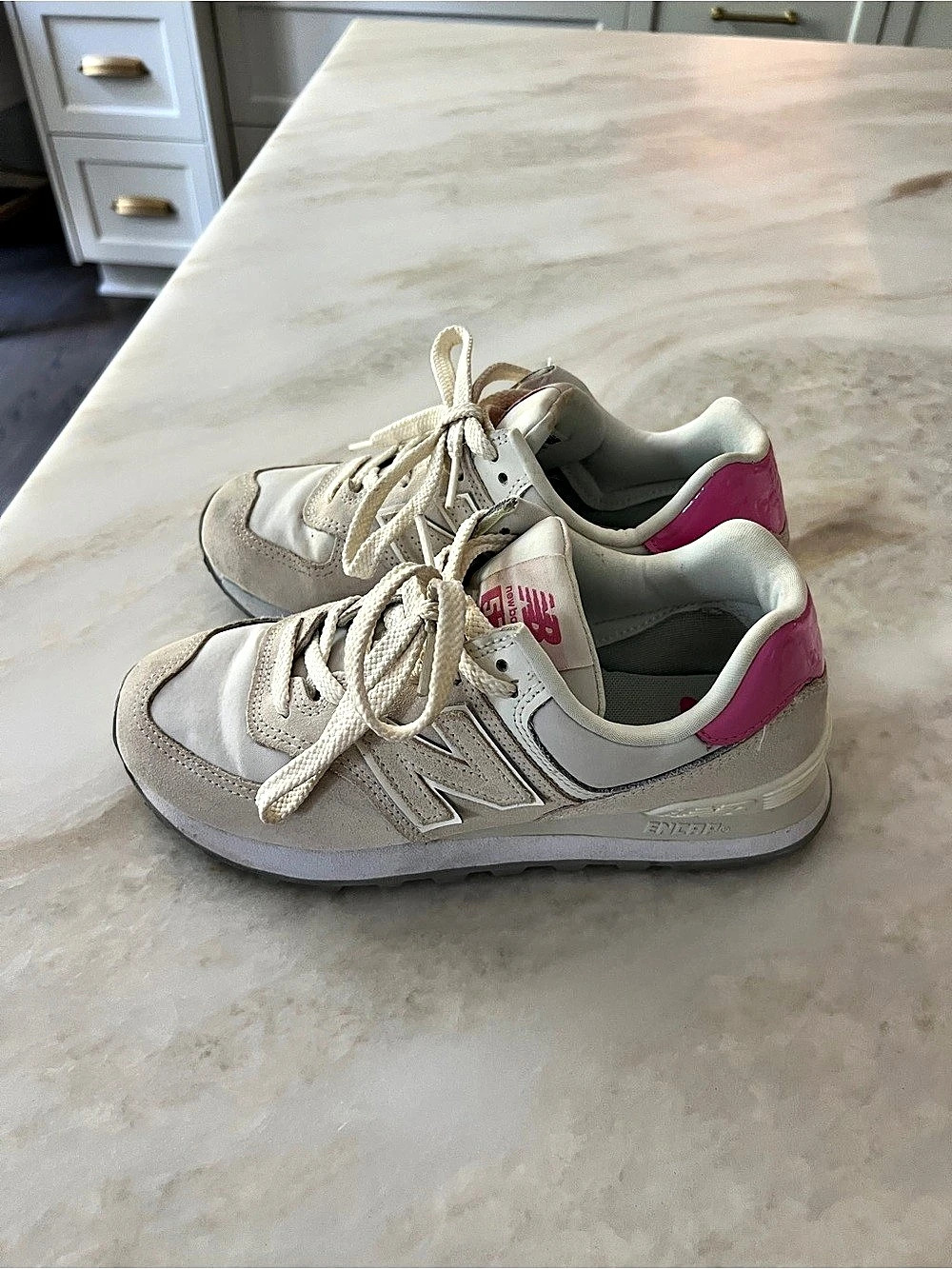 New Balance 574 Women's Sneakers White & Pink US 6.5 W